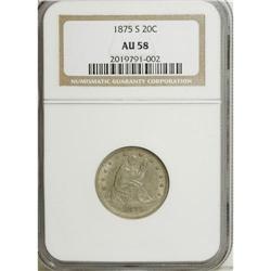 1875-S 20C AU58 NGC. NGC Census: (207/1165). PCGS