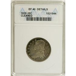 1835 25C --Cleaned--ANACS. XF40 Details. NGC Census