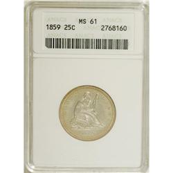1859 25C MS61 ANACS. NGC Census: (6/41). PCGS Popu
