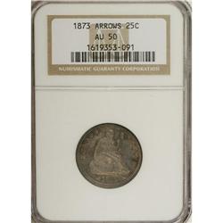 1873 25C Arrows AU50 NGC. NGC Census: (5/148). PCG