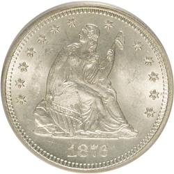 1876-S 25C MS64 PCGS. PCGS Population (52/20). NGC Cen