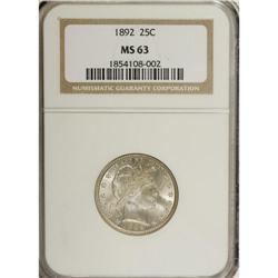1892 25C MS63 NGC. NGC Census: (228/563). PCGS Pop