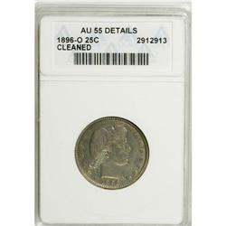 1896-O 25C --Cleaned--ANACS. AU55 Details. NGC Cens