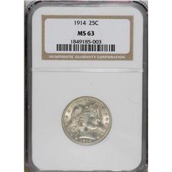 1914 25C MS63 NGC. NGC Census: (102/196). PCGS Pop