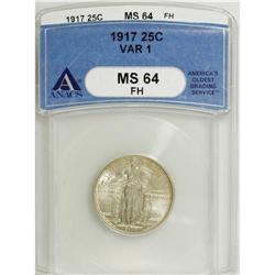 1917 25C Type One MS64 Full Head ANACS. NGC Census