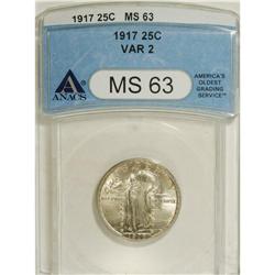 1917 25C Type Two MS63 ANACS. NGC Census: (50/194)