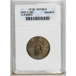 1927-S 25C --Cleaned--ANACS. VF20 Details. NGC Cens