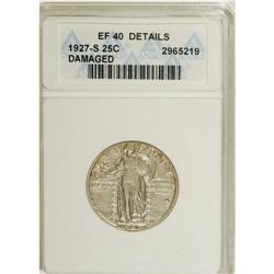 1927-S 25C --Damaged--ANACS. XF40 Details. NGC Cens