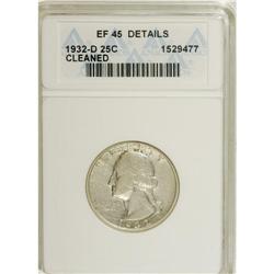 1932-D 25C --Cleaned--ANACS. XF45 Details. NGC Cens