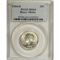 1934-D 25C Heavy Motto MS64 PCGS. PCGS Population