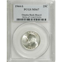1944-S 25C MS67 PCGS. Omaha Bank Hoard. PCGS Popul