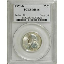 1952-D 25C MS66 PCGS. PCGS Population (217/8). NGC Cen