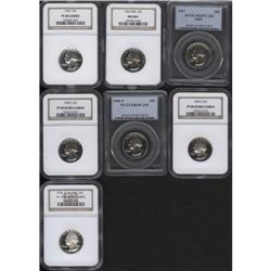 1965 25C SMS MS68 S NGC; 1967 SMS MS67 Cameo PCGS; 195