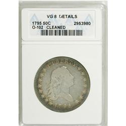 1795 50C 2 Leaves--Cleaned--ANACS. VG8 Details. NGC Ce