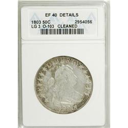 1803 50C Large 3--Cleaned--ANACS. XF40 Details. NGC Ce