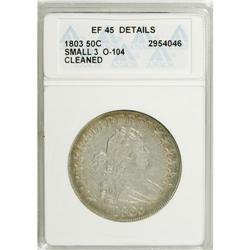 1803 50C Large 3--Cleaned--ANACS. XF45 Details. NGC Ce