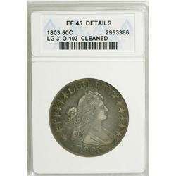 1803 50C Large 3--Cleaned--ANACS. XF45 Details. NGC Ce