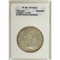 1803 50C Large 3--Cleaned, Scratched--ANACS. XF45 Deta