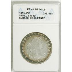 1803 50C Small 3--Cleaned, Scratched--ANACS. XF45 Deta