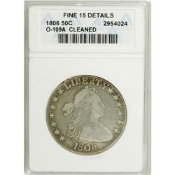 1806 50C Pointed 6, Stem--Cleaned--ANACS. Fine 15 Deta