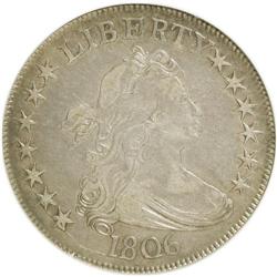 1806 50C Pointed 6, Stem--Cleaned--ANACS. XF40 Details