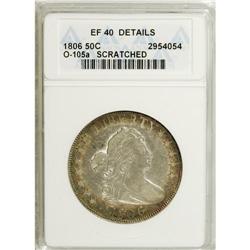 1806 50C Pointed 6, Stem--Scratched--ANACS. XF40 Detai