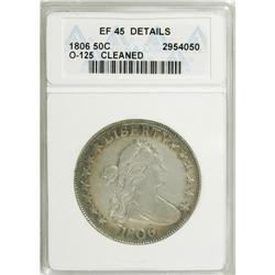 1806 50C Pointed 6, Stem--Cleaned--ANACS. XF45 Details