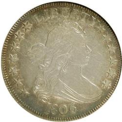 1806 50C Pointed 6, Stem--Cleaned--ANACS. XF45 Details