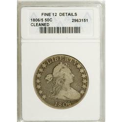 1806 50C Pointed 6, Stem--Corroded--ANACS. XF40 Detail