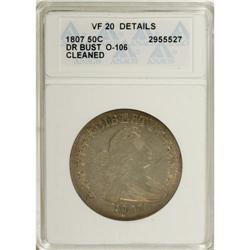 1807 50C Draped Bust--Cleaned--ANACS. VF20 Details. NG
