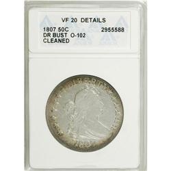 1807 50C Draped Bust--Cleaned--ANACS. VF20 Details. NG