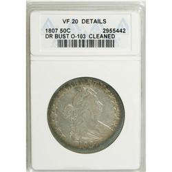 1807 50C Draped Bust--Cleaned--ANACS. VF20 Details. NG