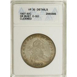 1807 50C Draped Bust--Cleaned--ANACS. VF30 Details. NG