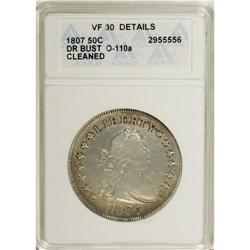 1807 50C Draped Bust--Cleaned--ANACS. VF30 Details. NG