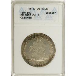 1807 50C Draped Bust--Cleaned--ANACS. Vf30 Details. NG
