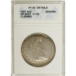1807 50C Draped Bust VF30 ANACS. VF30 Details. NGC Cen