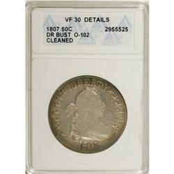 1807 50C Draped Bust--Cleaned--ANACS. VF30 Details. NG