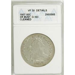 1807 50C Draped Bust--Cleaned--ANACS. VF30 Details. NG