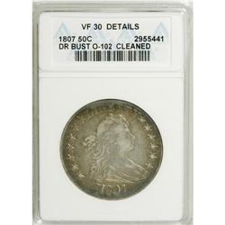 1807 50C Draped Bust--Cleaned--ANACS. VF30 Details. NG