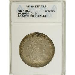 1807 50C Draped Bust--Cleaned, Scratched--ANACS. VF30