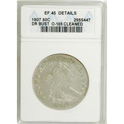 1807 50C Draped Bust--Cleaned--ANACS. XF45 Details. NG