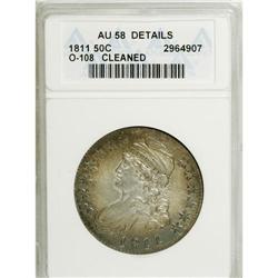 1811 50C Large 8--Cleaned--ANACS. AU58 Details. NGC Ce