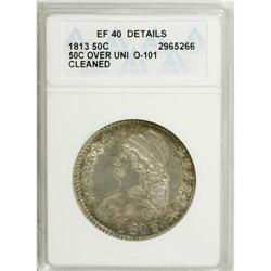 1813 50C 50C Over UNI--Cleaned--ANACS. XF40 Details. N