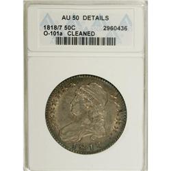 1818/7 50C Small 8--Cleaned--ANACS. AU50 Details. NGC
