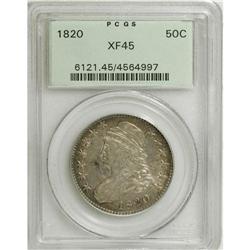 1820 50C Curl Base 2, Small Date XF45 PCGS. PCGS P