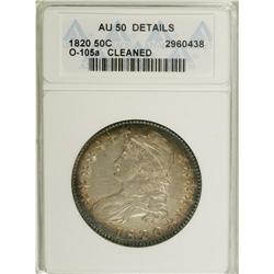 1820 50C Curl Base 2, Small Date--Cleaned--ANACS. AU50