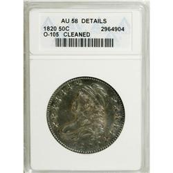 1820 50C Curl Base 2, Small Date--Cleaned--ANACS. AU58