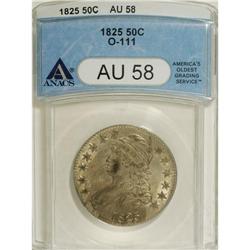 1825 50C AU58 ANACS. O-111. NGC Census: (170/273).