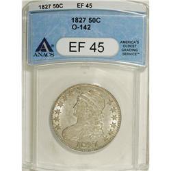 1827 50C Square Base 2 XF45 ANACS. O-142. NGC Cens