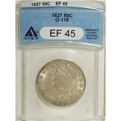1827 50C Square Base 2 XF45 ANACS. O-118. NGC Cens